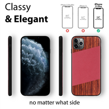 Load image into Gallery viewer, iPhone 11 Pro - iATO Rose Wood &amp; Red Lizard Pattern Leather Case - Protective Design. - iATO Awesome
