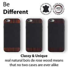 Load image into Gallery viewer, iPhone 6s/6 Case. Real Bois de Rosewood &amp; Black Saffiano Leather. - iATO Awesome Accessories 
