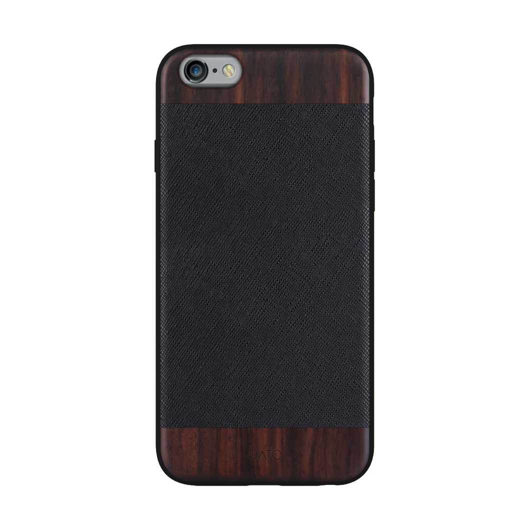 iPhone 6s/6 - iATO Bois de Rosewood & Black Saffiano Leather Case - Protective Design. - iATO Awesome