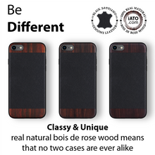 Load image into Gallery viewer, iPhone 7/8/ SE 2020 &amp; 2022 - iATO Bois de Rosewood &amp; Black Saffiano Leather Case - Protective Design.. - iATO Awesome
