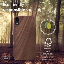 Load image into Gallery viewer, iPhone XR Case. Real Natural Walnut Wood. Minimalistic Design. - iATO Awesome Accessories 

